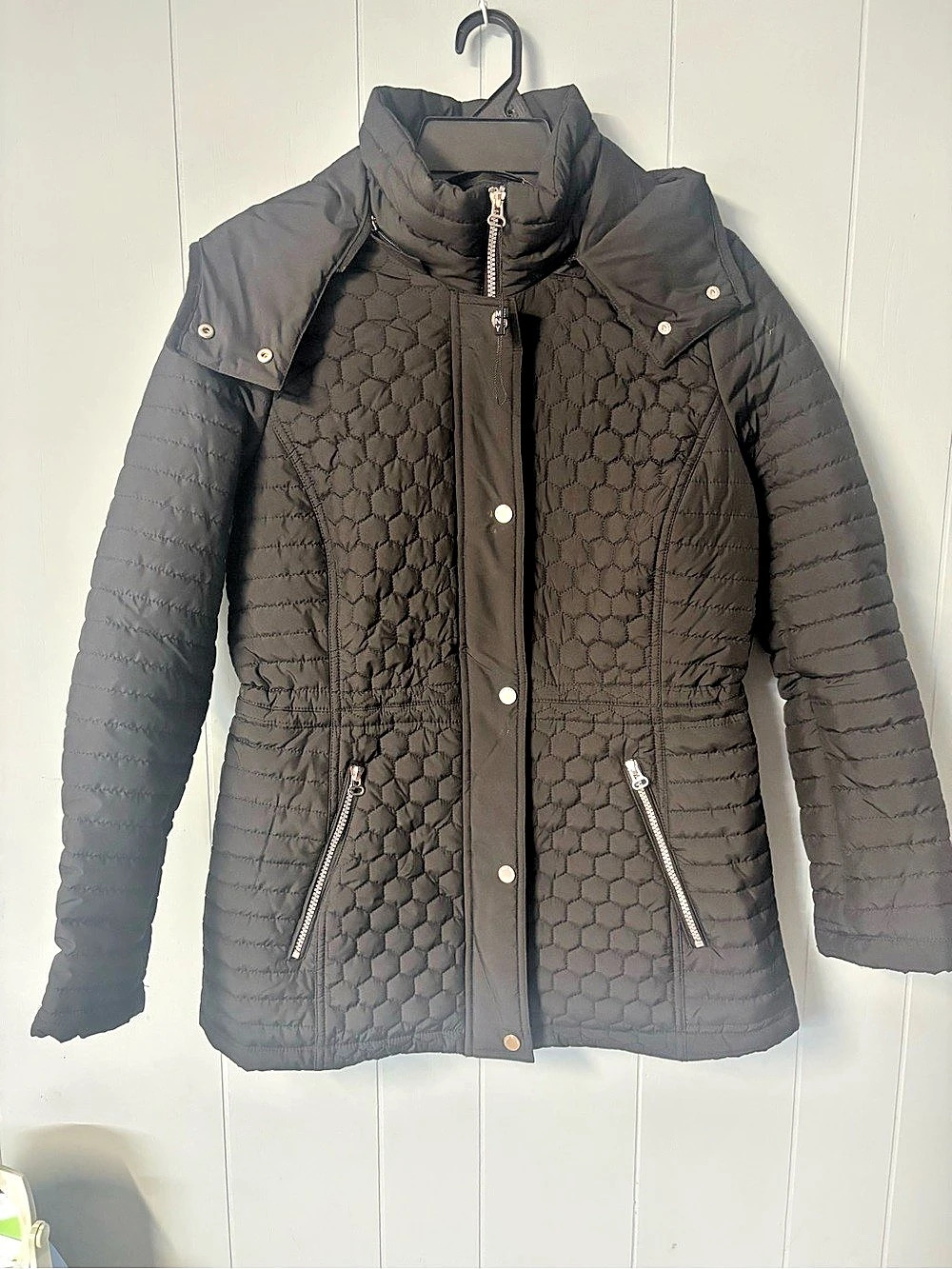 Marc New York Quilted Hooded Jacket in Black Medium Like New